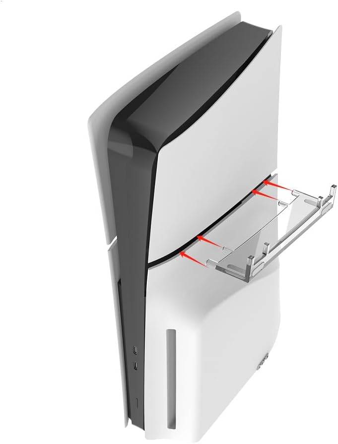 XBERSTAR PS5 Slim Stand - Cooling Feet, Horizontal Placement Bracket Holder - Flat Stand Compatible with PS5 Horizontal (for Digital & Disc) - Image 4